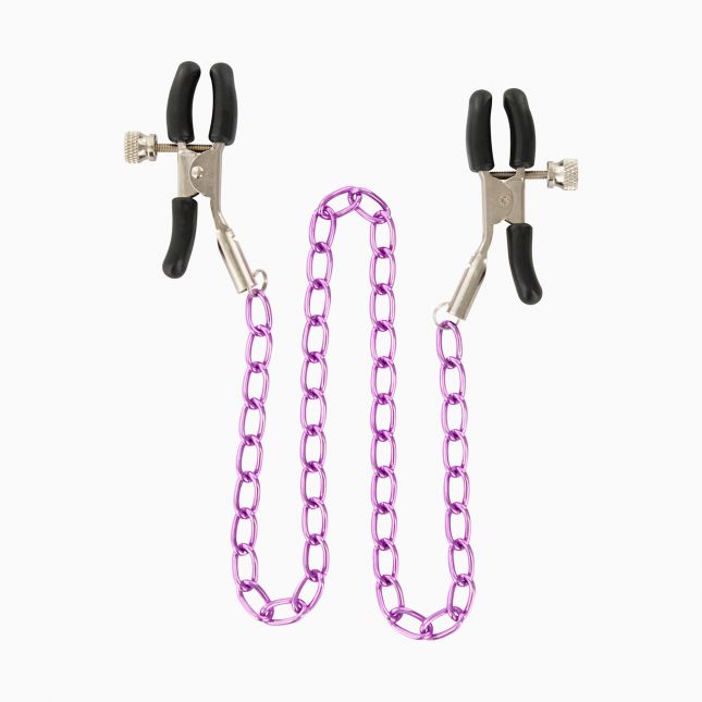 Металеві затиски для сосків з рожевим ланцюжком Stimulating Nipple Chain Metal
