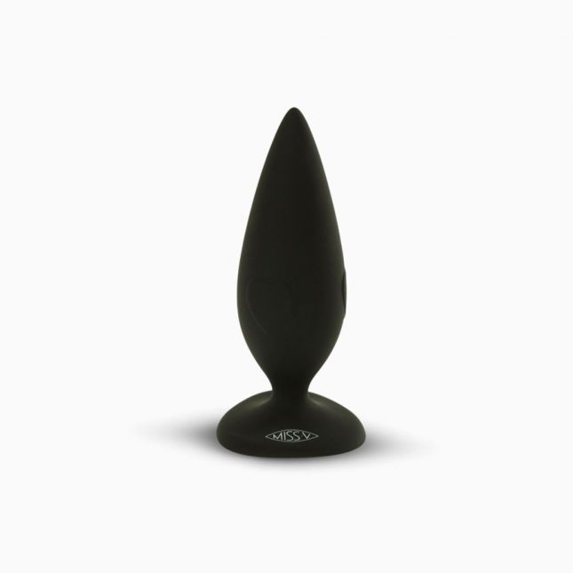 Силіконова анальна пробка Miss V - Heartbreaker Velvet Black, 9,5х3, 1 см
